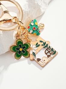 1pc Cartoon House & Mushroom & Flower Keychain For Gift Casual Car Accessories Bag Charm School Cute Goth Y2k Christmas