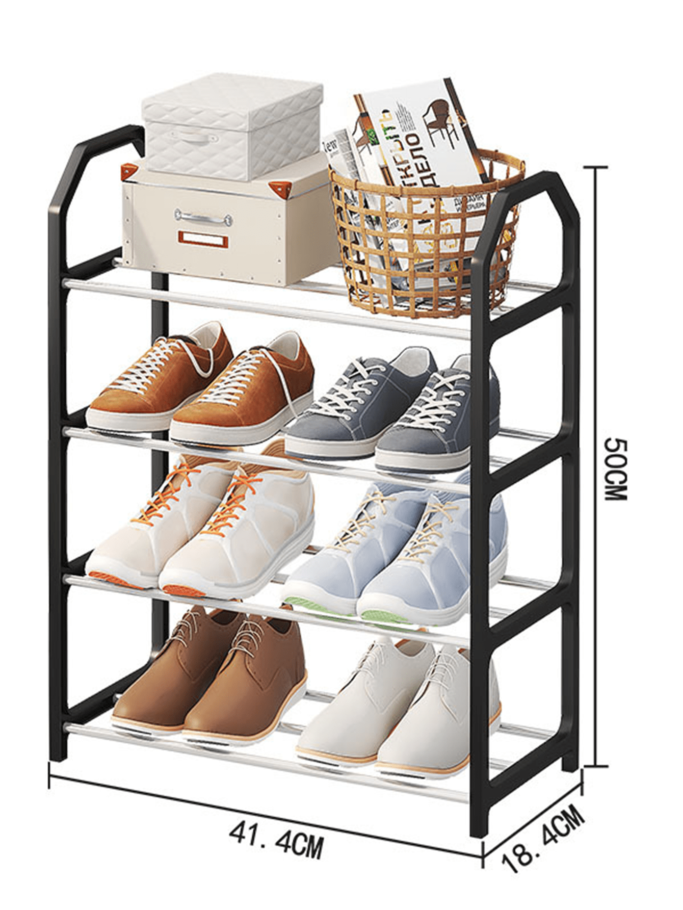 4tier White Household Entrance Shoes Rack For Shoes Organization