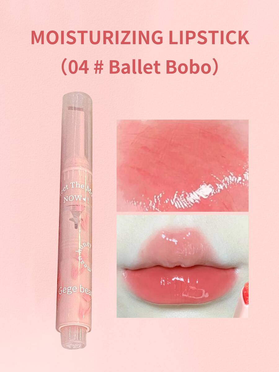 Gege Bear 水潤鏡子唇彩,1入組保濕水潤光澤不粘杯子唇彩保濕持久口紅
