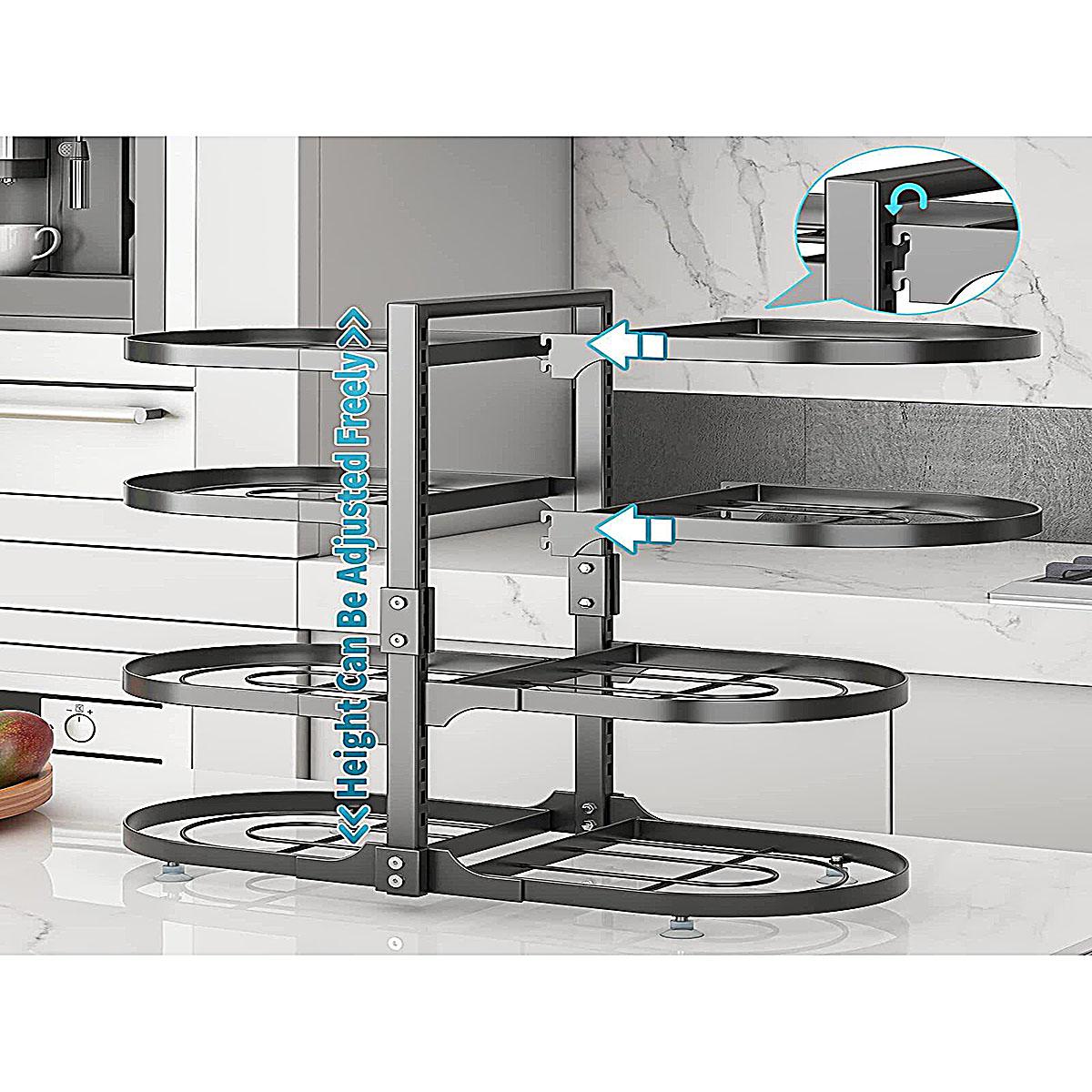 6 Tier Pots and Pans Lid Organizer Rack Holder, Adjustable Pot
