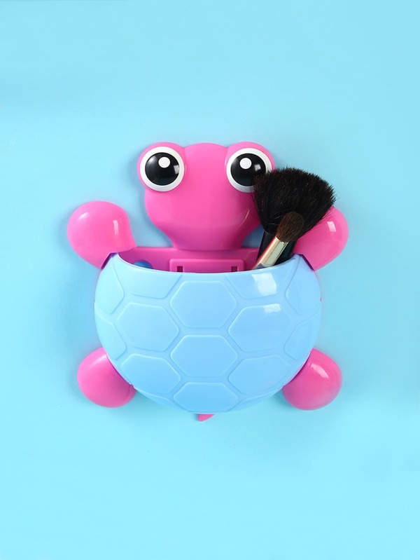1pc Cute Animal Shaped Blue Turtle Toothbrush Holder Wall Mounted Bathroom Toothpaste Storage Rack