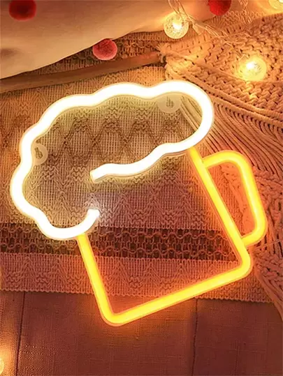 1pc Beer Cup Foam Neon Light Neon Sign For Room Decoration, Bar Decoration, Fairy Tale Light Decoration For Birthday Party, Wedding, Gift And So On.