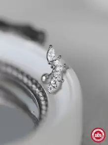 1pc Silver-Single S925 Sterling Silver Stud Earring Simple Petal Marquise Eye Inlaid Rhinestone Thread Piercing Ear Bone Stud Holiday - Silver - View 6