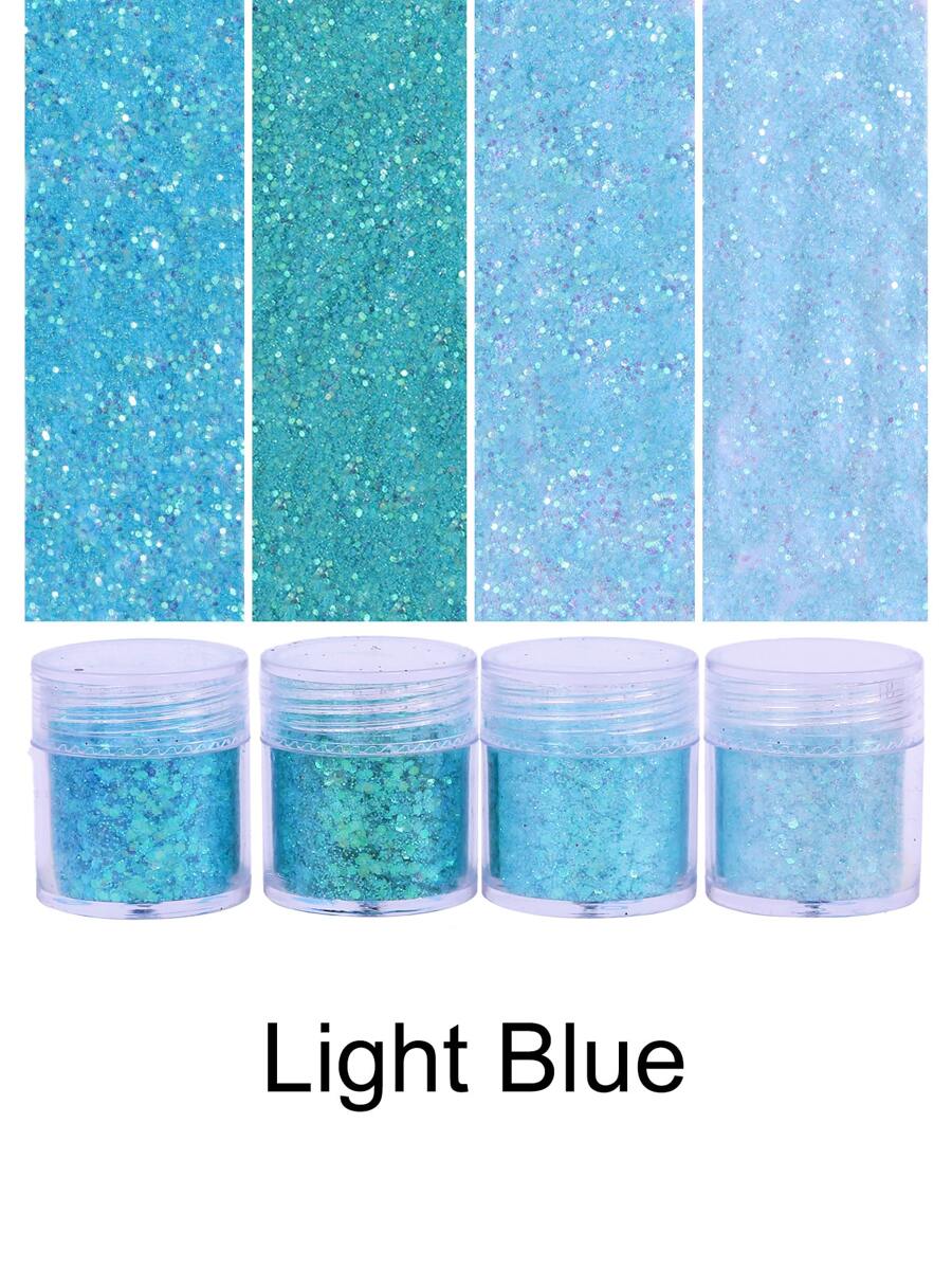 4瓶子鐳射亮片閃光粉末狀適用於矽膠模具 - 淺藍色 - 查看 1