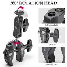Ulanzi Super Clamp Magic Arm With 1/4 3/8 Thread Multi-Function Ball Head Clamp For Canon Nikon  Speedlight Monitor Flash - Black - View 1