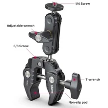 Ulanzi Super Clamp Magic Arm With 1/4 3/8 Thread Multi-Function Ball Head Clamp For Canon Nikon  Speedlight Monitor Flash - Black - View 3