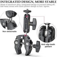 Ulanzi Super Clamp Magic Arm With 1/4 3/8 Thread Multi-Function Ball Head Clamp For Canon Nikon  Speedlight Monitor Flash - Black - View 2