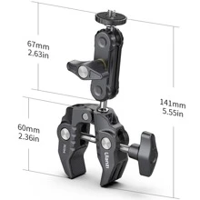 Ulanzi Super Clamp Magic Arm With 1/4 3/8 Thread Multi-Function Ball Head Clamp For Canon Nikon  Speedlight Monitor Flash - Black - View 4