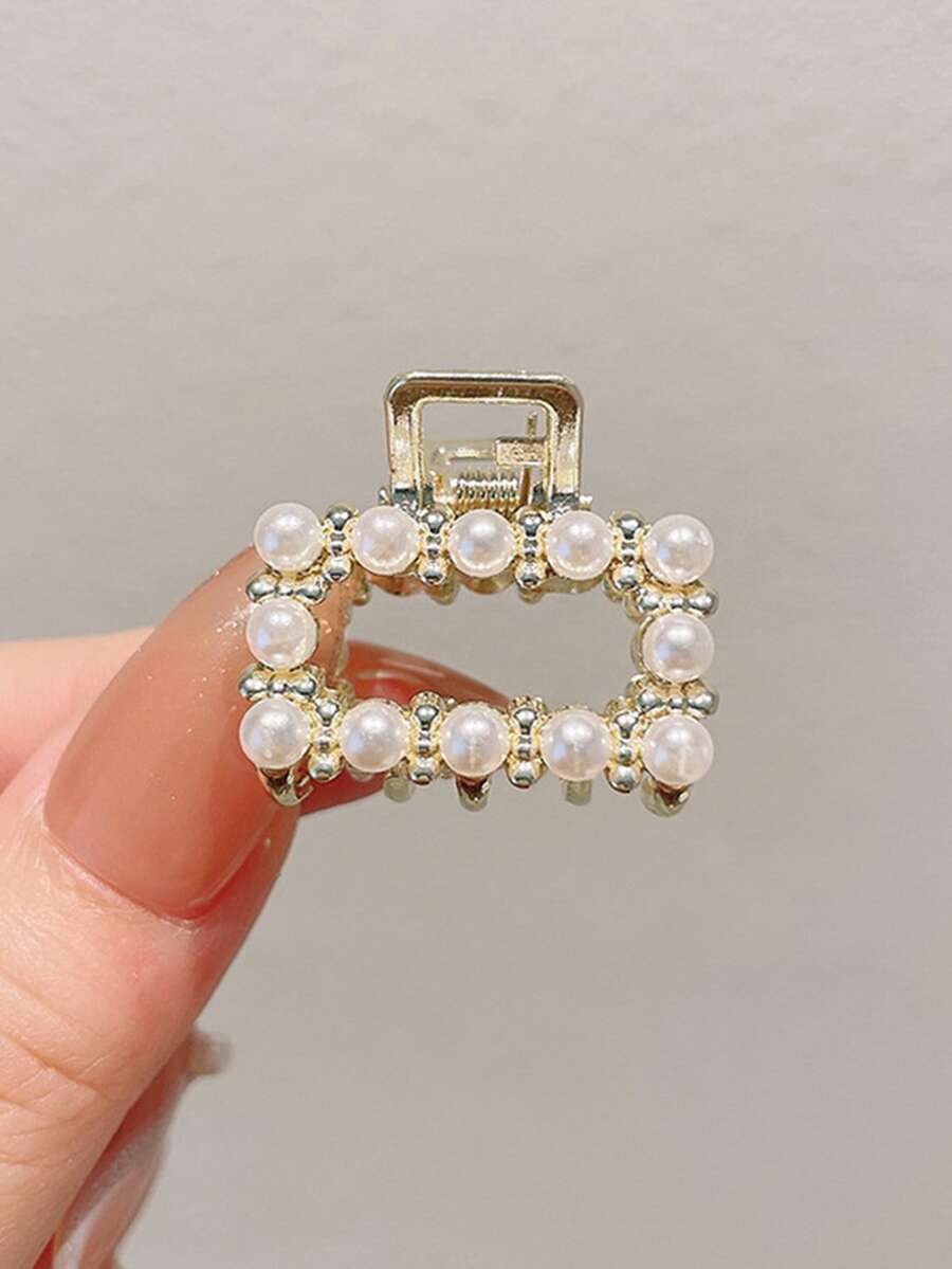 1 pieza mini con abertura cuadrado Garra de pelo con con perla Decoración - Multicolor - Ver 1