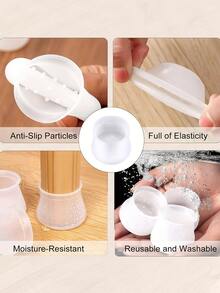 12入組半透明 T 形椅腿套，防滑、降噪、耐用、可水洗家具腳保護墊 - 白色 - 查看 5