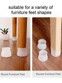 12入組半透明 T 形椅腿套，防滑、降噪、耐用、可水洗家具腳保護墊 - 白色 - 查看 2