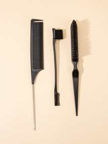 3Pcs Hairstyle Set-Professional Hair Styling Set, Hair Loop Tool Set With 200ml Continuous Spray Bottle, Hair Scalp Massager Shampoo Brush, Edge Control Brush, Tail Comb, Long Steel Pin Rat Tail Teasing Comb, Precision Parting Combs, Teasing Combs Hair Brush, Rat Tail Combs Metal Pin Tail Braiding Combs For Hair Styling, For Hair Design Hair Brush, Ideal For Daily Use, Special Events, And Festive Season, Dge Brush, Tail Comb & More For Effortless Styling, Must-Have Hair Tool Set For Ever - Black - View 5