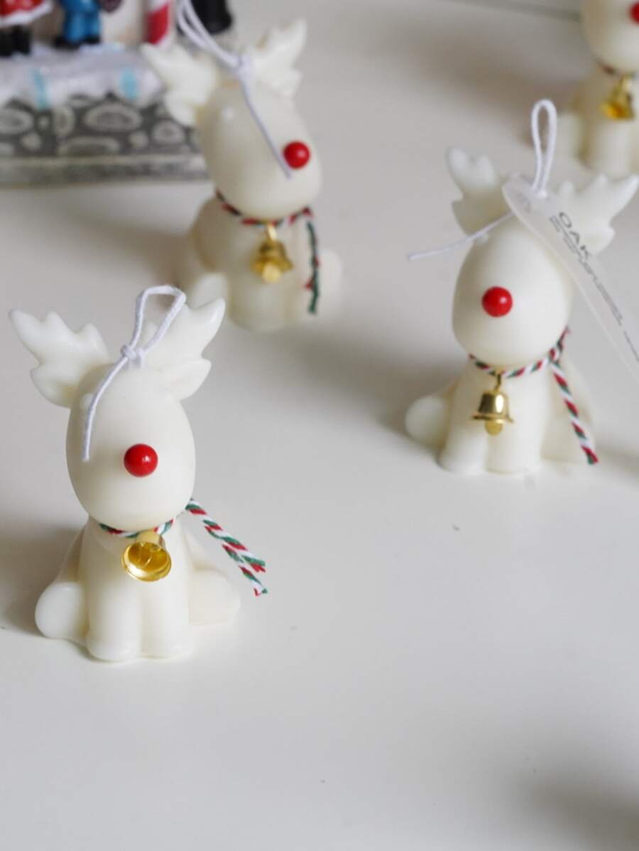 Ins 聖誕麋鹿蠟燭模具 3D 麋鹿聖誕矽膠模具用於蠟燭製作 DIY 香薰蠟燭家居裝飾禮品 - 白色 - 查看 1