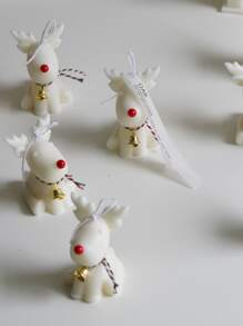 Ins 聖誕麋鹿蠟燭模具 3D 麋鹿聖誕矽膠模具用於蠟燭製作 DIY 香薰蠟燭家居裝飾禮品 - 白色 - 查看 3