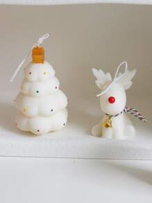 Ins 聖誕麋鹿蠟燭模具 3D 麋鹿聖誕矽膠模具用於蠟燭製作 DIY 香薰蠟燭家居裝飾禮品 - 白色 - 查看 4