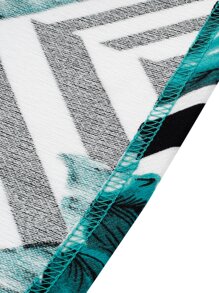 Tween Girls' Striped & Floral Print Spliced 2 In 1 Fitted Dress - Teal Blue - View 6