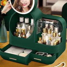 KIPOZI  Makeup Storage Organizer Box with Led Lighted Mirror Make up Organizers and StorageMakeup Pouch Organizer Cosmetic Organizer Box Ideal Gifts for Women - 墨綠色 - 查看 4