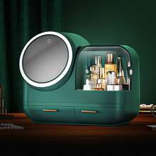 KIPOZI  Makeup Storage Organizer Box with Led Lighted Mirror Make up Organizers and StorageMakeup Pouch Organizer Cosmetic Organizer Box Ideal Gifts for Women - 墨綠色 - 查看 3