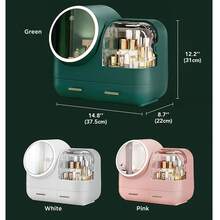 KIPOZI  Makeup Storage Organizer Box with Led Lighted Mirror Make up Organizers and StorageMakeup Pouch Organizer Cosmetic Organizer Box Ideal Gifts for Women - 白色 - 查看 2
