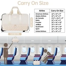 ETRONIK Rolling Duffle Bag With Wheels, 21-Inch Flight Approved Travel Duffle Bag With Wet Pocket & Shoe Compartment, Carry On Luggage 22x14x9 Airline Approved - Beige - View 5