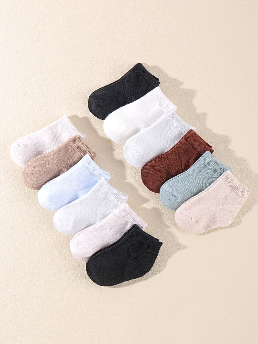 12 pairs of solid color baby socks - Multicolor - View 1