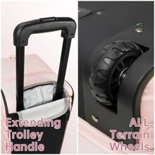 ETRONIK Rolling Duffle Bag With Wheels, 21-Inch Flight Approved Travel Duffle Bag With Wet Pocket & Shoe Compartment, Carry On Luggage 22x14x9 Airline Approved - 粉色 - 查看 2