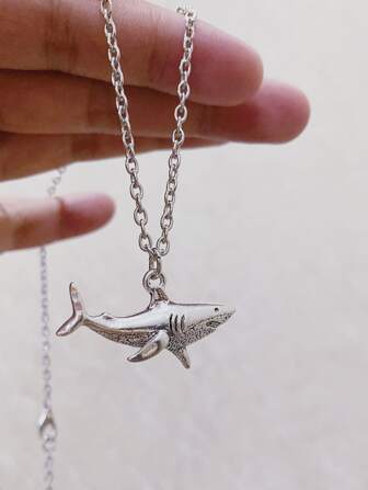 1pc Fashionable Shark Shaped Pendant Necklace