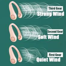 1個2023年新款迷你頸掛風扇,可攜式無葉片掛頸充電式冷氣風扇,3檔小型夏季運動風扇 - 粉色 - 查看 8