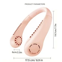 1個2023年新款迷你頸掛風扇,可攜式無葉片掛頸充電式冷氣風扇,3檔小型夏季運動風扇 - 粉色 - 查看 4