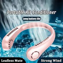 1個2023年新款迷你頸掛風扇,可攜式無葉片掛頸充電式冷氣風扇,3檔小型夏季運動風扇 - 粉色 - 查看 2