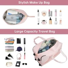 ETRONIK Rolling Duffle Bag With Wheels, 21-Inch Flight Approved Travel Duffle Bag With Wet Pocket & Shoe Compartment, Carry On Luggage 22x14x9 Airline Approved - 粉色 - 查看 7