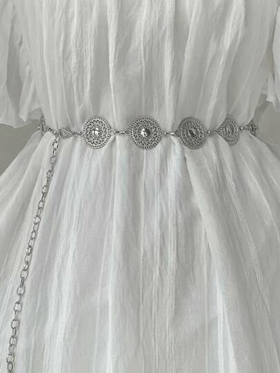 1 件蒸汽朋克镂空圆形腰链，适合女士，设计艺术合金腰带，适合连衣裙，优雅波西米亚风，万圣节圣诞节夏季、学校秋季、秋季、万圣节