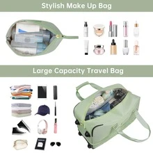 ETRONIK Rolling Duffle Bag With Wheels, 21-Inch Flight Approved Travel Duffle Bag With Wet Pocket & Shoe Compartment, Carry On Luggage 22x14x9 Airline Approved - 綠色 - 查看 3
