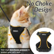 1pc Cat Traction Rope + 1pc Cat Chest Back Harness, Reflective Design Cat Harness With Traction Rope, Cat Walking Set - Black - View 2