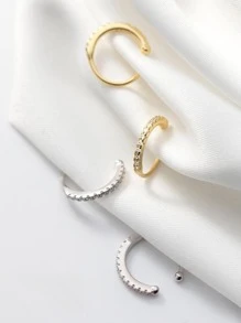 BALMORA 1對時尚S925純銀鋯石夾式耳夾，不需要穿孔的女士，全配禮物適用於日常婚禮新娘珠寶