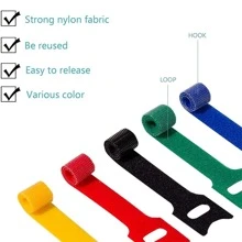 50 件可重複使用的緊固紮帶,5 種顏色超細纖維電纜管理,6 吋電線整理器紮帶,非常適合家庭、辦公室、電腦和電視電纜管理 - 彩色 - 查看 5
