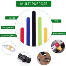 50 件可重複使用的緊固紮帶,5 種顏色超細纖維電纜管理,6 吋電線整理器紮帶,非常適合家庭、辦公室、電腦和電視電纜管理 - 彩色 - 查看 6