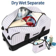 ETRONIK Rolling Duffle Bag With Wheels, 21-Inch Flight Approved Travel Duffle Bag With Wet Pocket & Shoe Compartment, Carry On Luggage 22x14x9 Airline Approved - 黑與白 - 查看 4