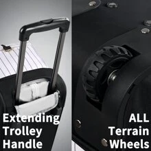 ETRONIK Rolling Duffle Bag With Wheels, 21-Inch Flight Approved Travel Duffle Bag With Wet Pocket & Shoe Compartment, Carry On Luggage 22x14x9 Airline Approved - 黑與白 - 查看 5