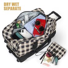 ETRONIK Rolling Duffle Bag With Wheels, 21-Inch Flight Approved Travel Duffle Bag With Wet Pocket & Shoe Compartment, Carry On Luggage 22x14x9 Airline Approved - 棕色 - 查看 4