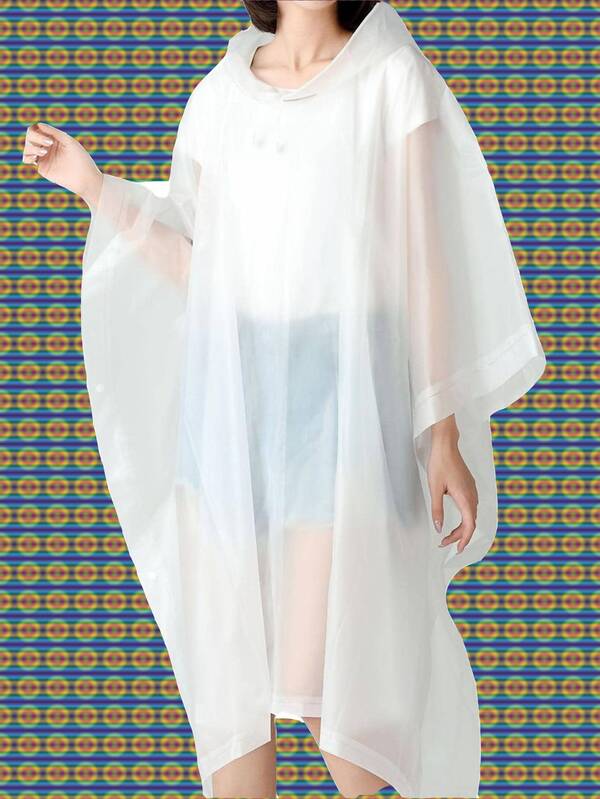 1pc White Eva Waterproof Raincoat Cape With Side Buttons For Outdoor Camping Riding, Unisex Portable & Reusable Rain Poncho Insulation, Galentines, Puppy, Carnival,Spring Summer Picks,Brides Maid Gifts,Room,Bedroom Decor,Beach,Travel,For Men,For Women,Vacation,Cute Stuff