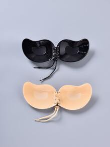 2 Packs Of Breast Stickers Thickened Push-Up Nipple Stickers Small Chest Flat Chest Bridal Wedding Dress With Backless Beautiful Back Strapless Silicone Invisible Bra - Multicolor - View 4