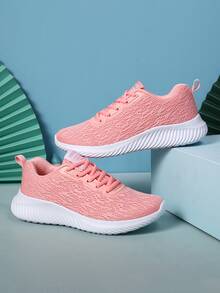 2023 Mùa hè Phong cách mới Của phụ nữ Màu hồng Ngoài trời Chống mài mòn Và Không trượt Giày Chạy bộ , Linh hoạt Lưới thoáng khí Và Thoải mái Giải trí Giày thể thao , Đúng mốt - Hồng - Xem 1