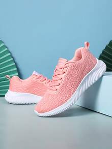 2023 Mùa hè Phong cách mới Của phụ nữ Màu hồng Ngoài trời Chống mài mòn Và Không trượt Giày Chạy bộ , Linh hoạt Lưới thoáng khí Và Thoải mái Giải trí Giày thể thao , Đúng mốt - Hồng - Xem 2
