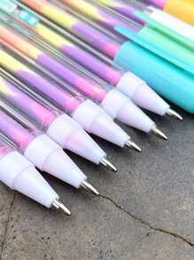 6 Stücke/Set Regenbogen Farbverlauf Stifte, kreative Journaling Stifte, Leuchtstoffstifte, Mehrfarbstifte, Glitzerstifte, zufällige 6 Farben