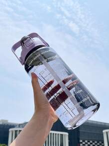 1pc 2000ml or 750ml large capacity purple PC water bottle, sports and fitness portable straw cup, suitable for home and outdoor travel - Purple - View 3