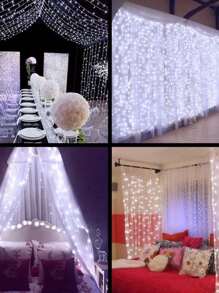 1pc LED Curtain String Lights,Battery Powered,LED Fairy Lights Christmas Garland For Home New Year Wedding Party Terrace Camping Garden Decoration,Christmas