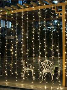 1pc LED Curtain String Lights,Battery Powered,LED Fairy Lights Christmas Garland For Home New Year Wedding Party Terrace Camping Garden Decoration,Christmas