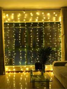 1pc LED Curtain String Lights,Battery Powered,LED Fairy Lights Christmas Garland For Home New Year Wedding Party Terrace Camping Garden Decoration,Christmas