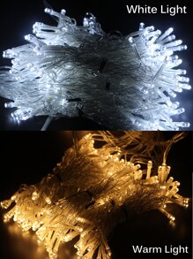 1pc LED Curtain String Lights,Battery Powered,LED Fairy Lights Christmas Garland For Home New Year Wedding Party Terrace Camping Garden Decoration,Christmas